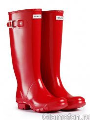 красные резиновые сапоги hunters фото