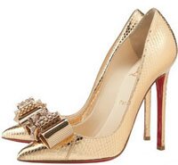 золотые лабутены с бантиком